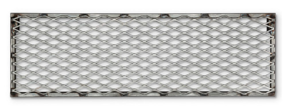 Metallic grid filter with diamond pattern on a white background