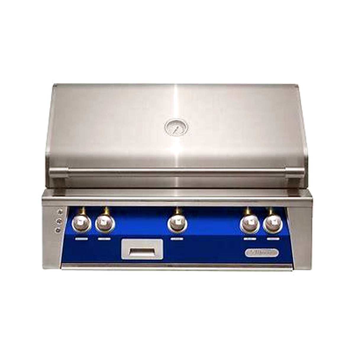 Alfresco 36" Luxury Grill with a Ultramarine Blue front on a white background
