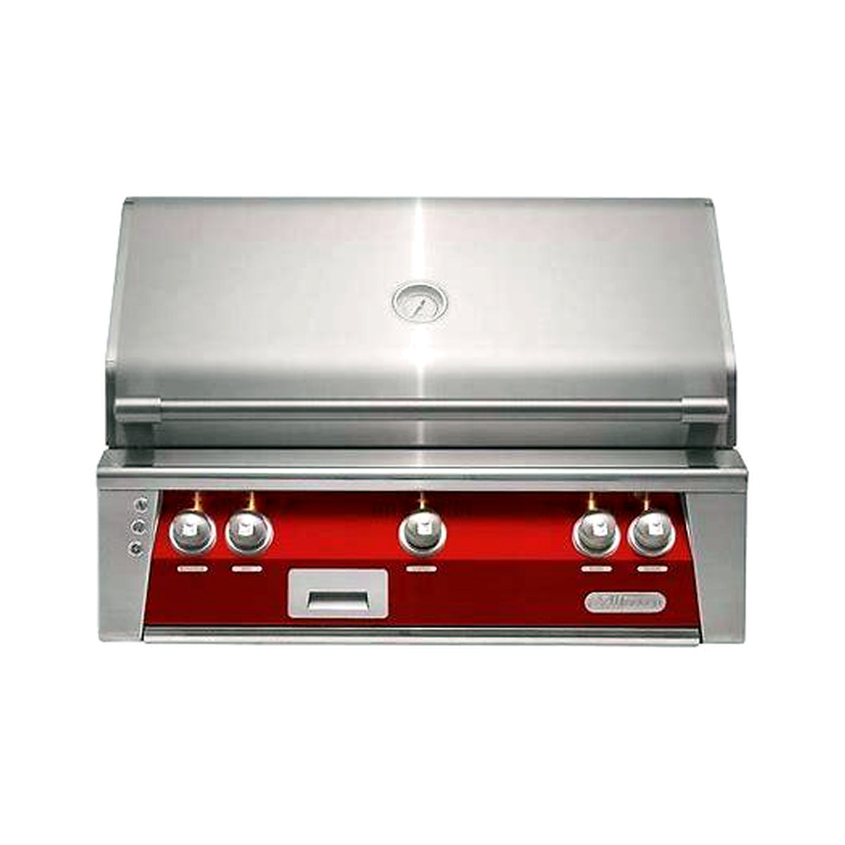 Alfresco 36" Luxury Grill with a Carmine red front on a white background