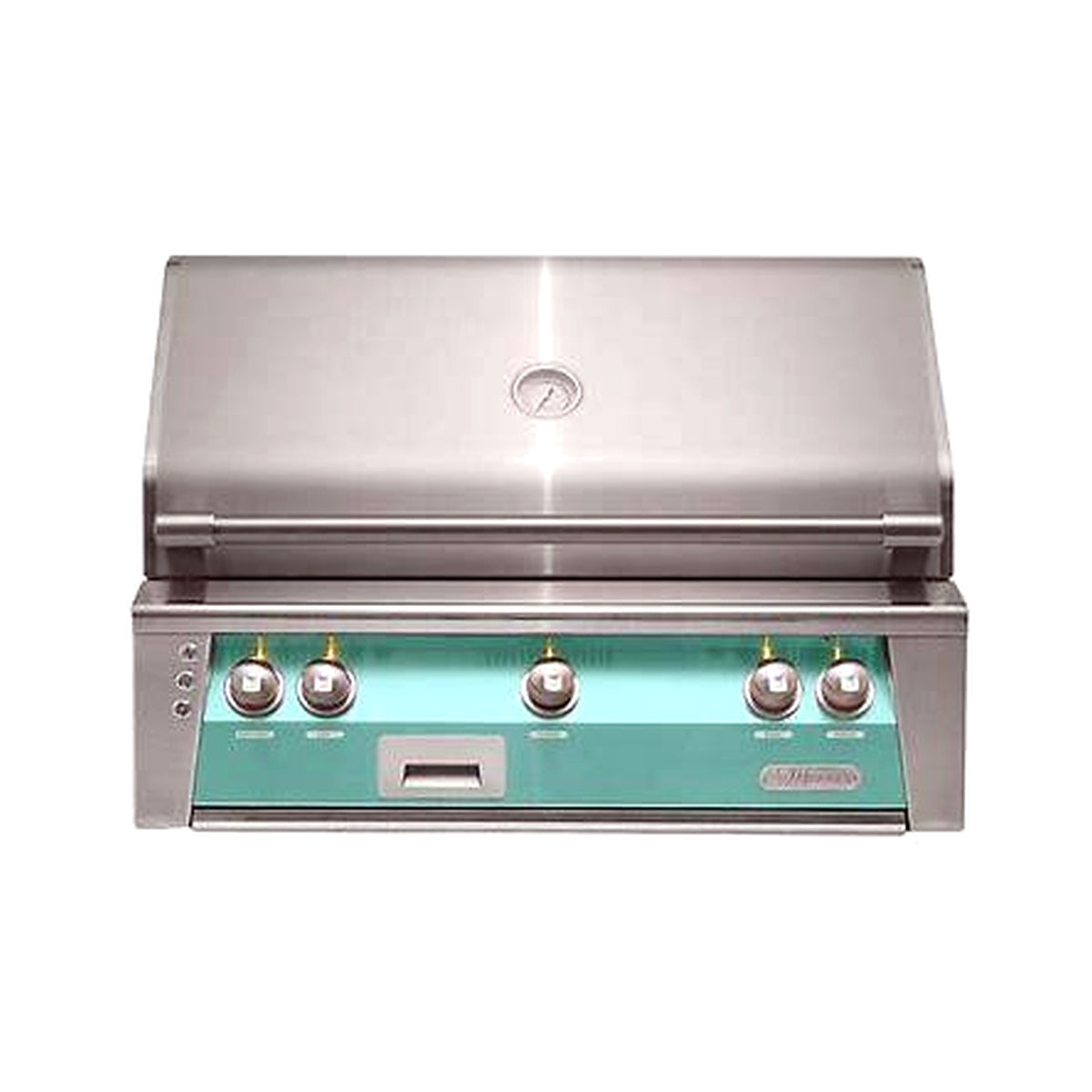 Alfresco 36" Luxury Grill with a Light Green front on a white background