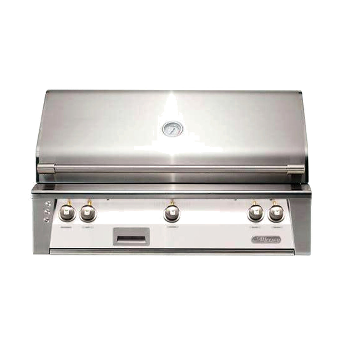 Alfresco 42” Luxury Grill with a white front on a white background