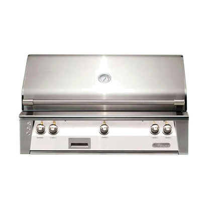 Alfresco 42” Luxury Grill with a white front on a white background