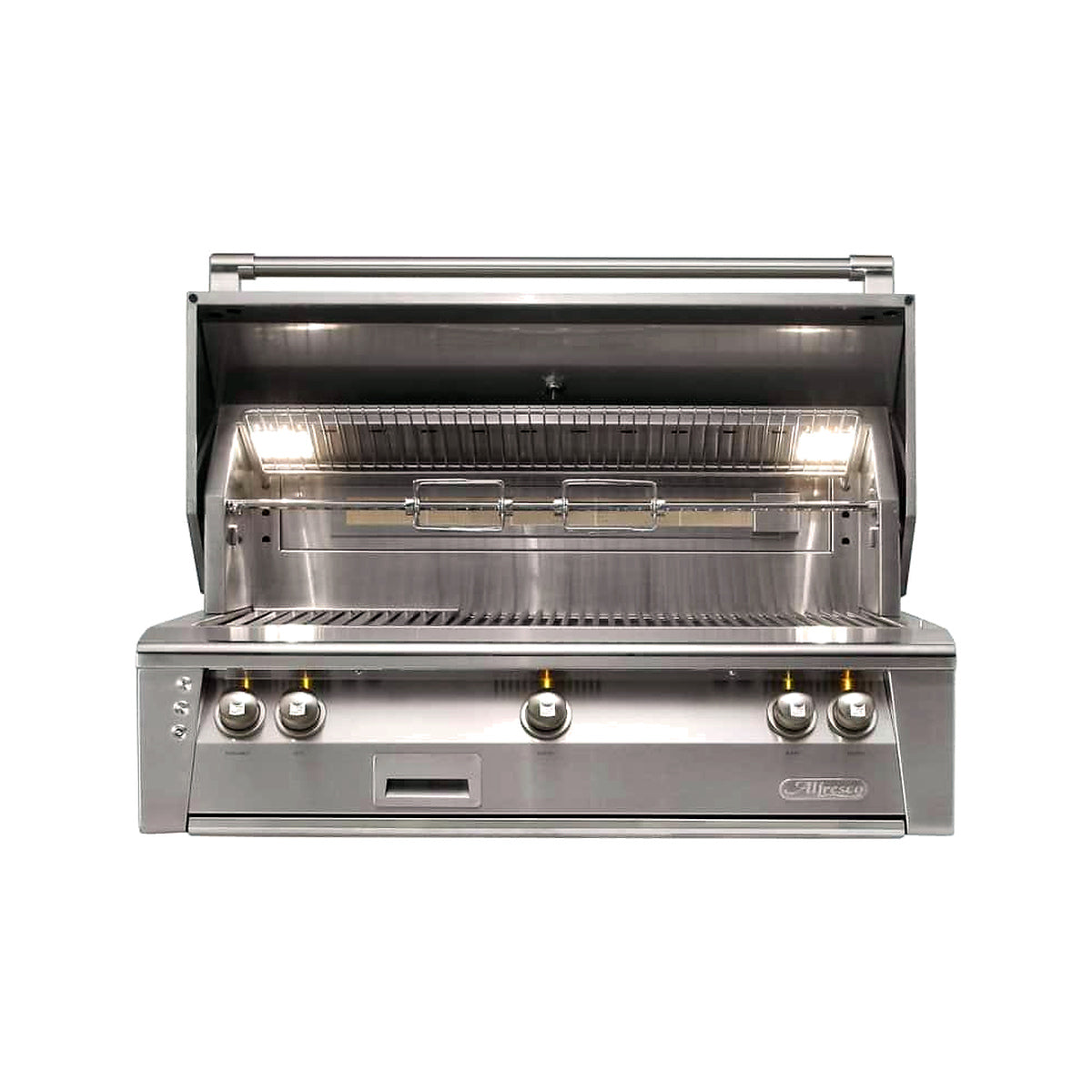 Alfresco 42” Luxury Grill with a Stainless Steel front on a white background