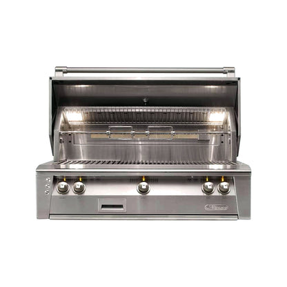 Alfresco 42” Luxury Grill with a Stainless Steel front on a white background