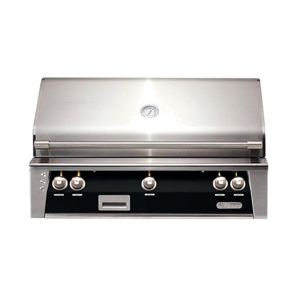 Alfresco 42” Luxury Grill with a jet black front on a white background