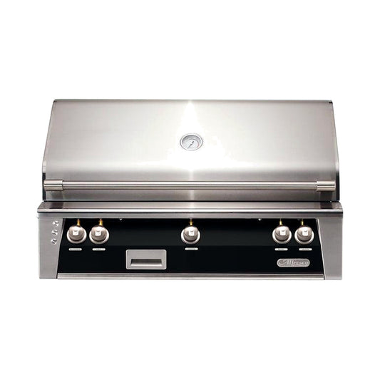 Alfresco 42” Luxury Grill with a jet black front on a white background