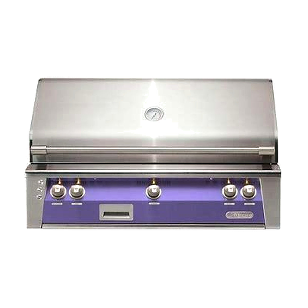 Alfresco 42” Luxury Grill with a blue Lilac front on a white background