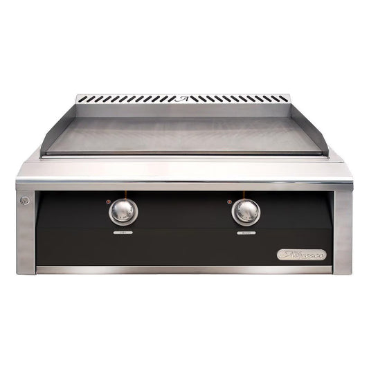 Alfresco 30" Built In Gas Griddle with Jet Black Front on a white background