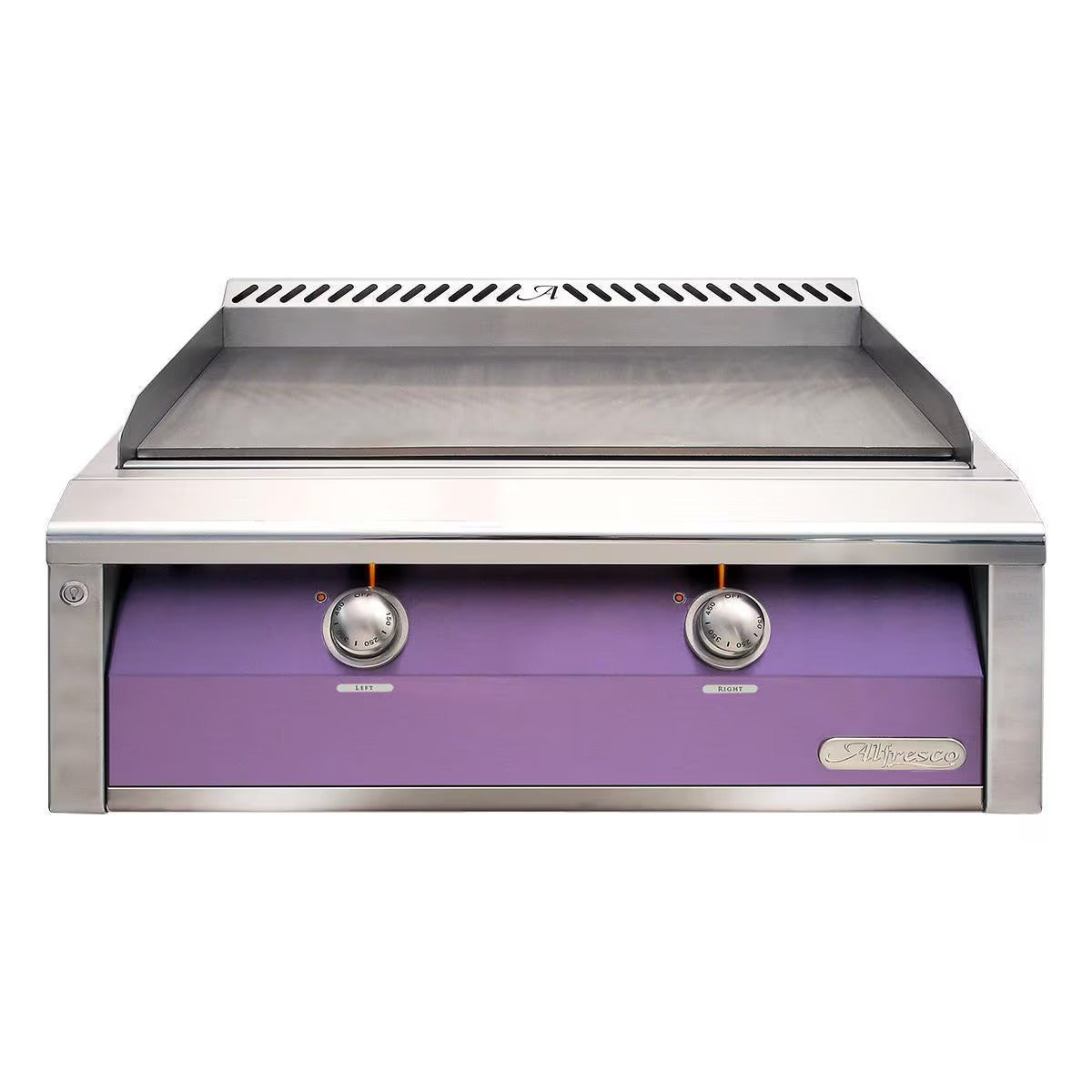 Alfresco 30" Built In Gas Griddle with Blue Lilac Front on a white background
