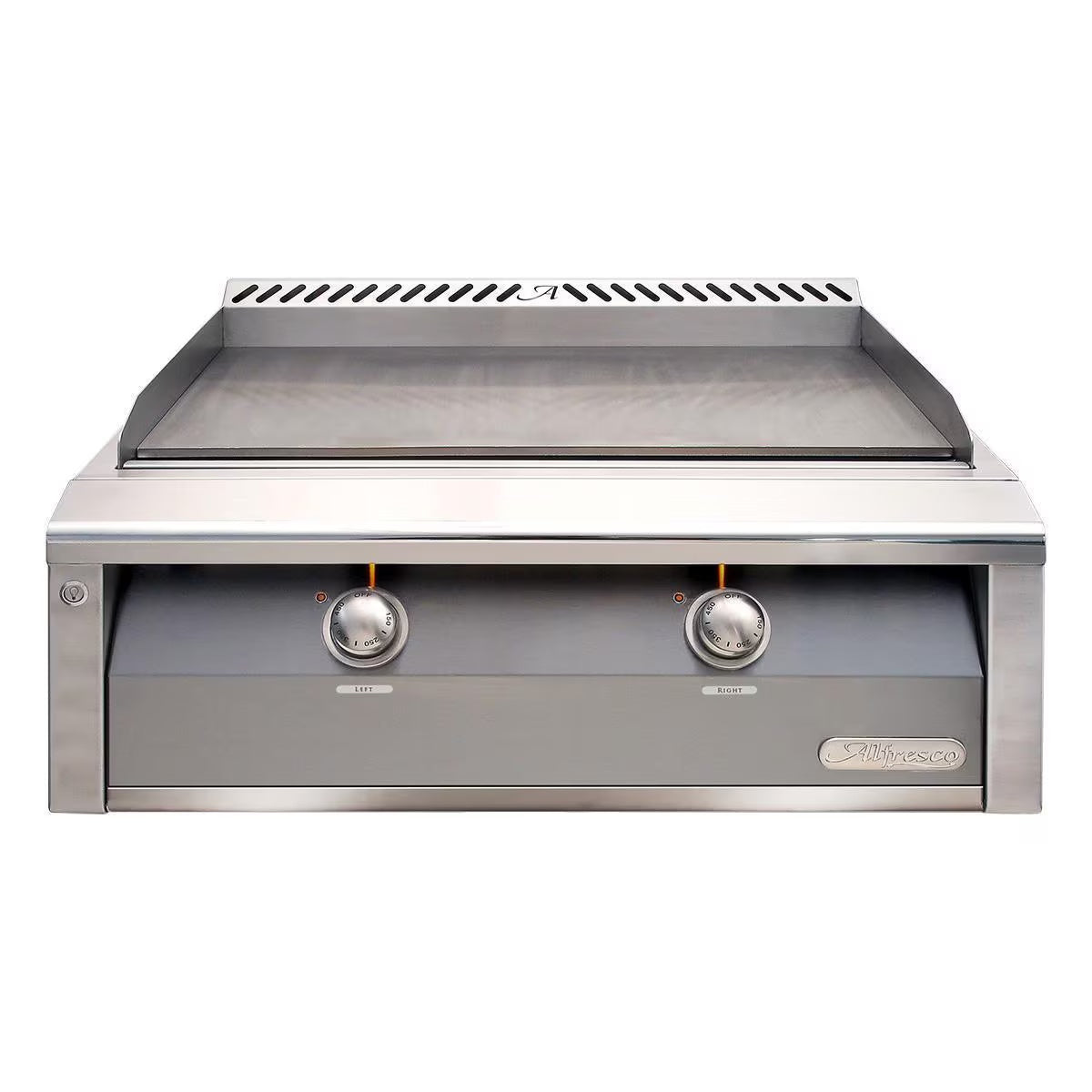 Alfresco 30" Built In Gas Griddle with Signal Grey Front on a white background