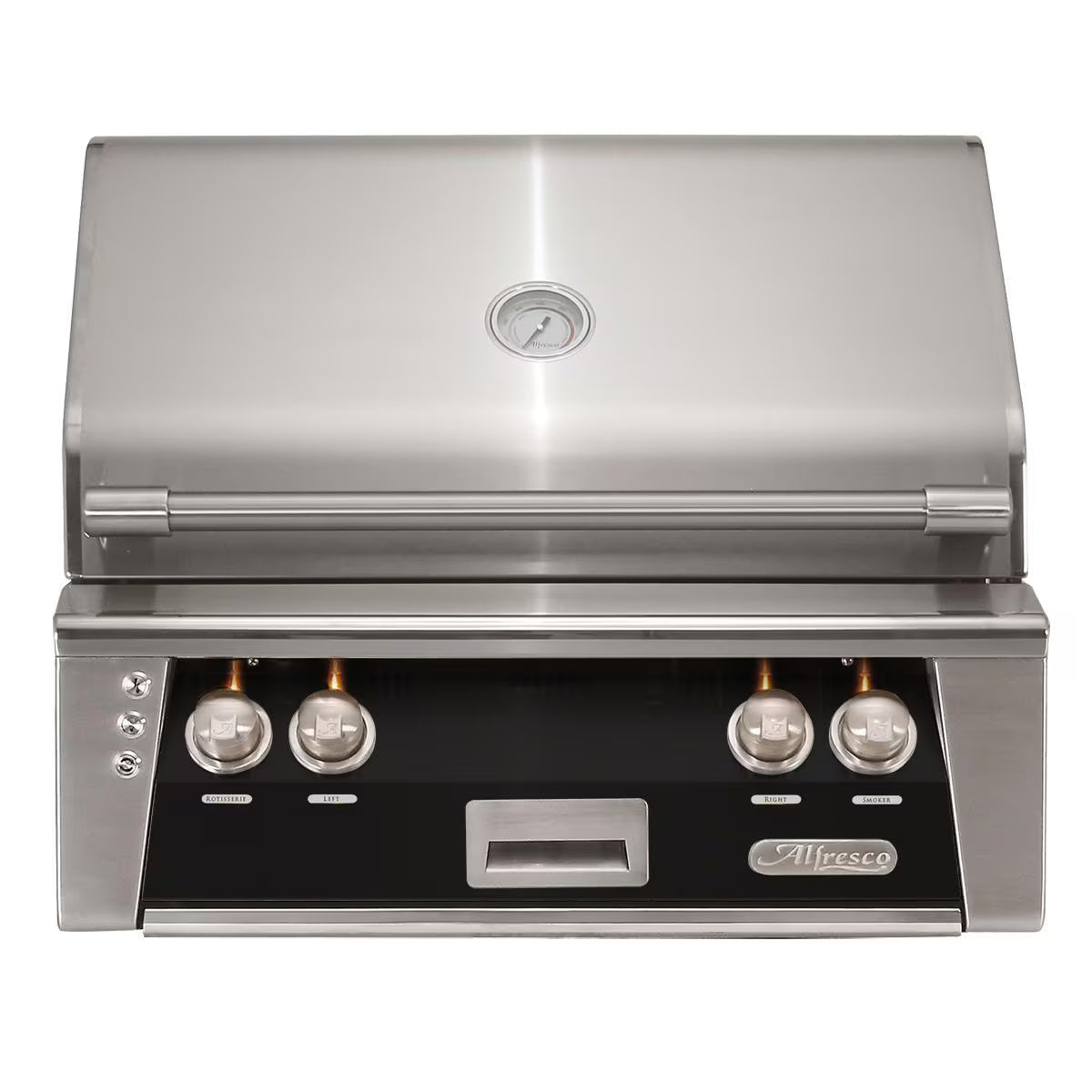 Alfresco 30" Luxury Grill with a Matte Jet Black Front on a white background