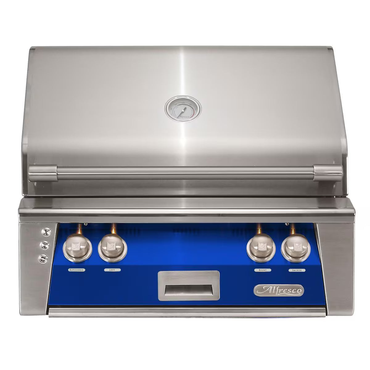 Alfresco 30" Luxury Grill with a Ultramarine Blue Front on a white background