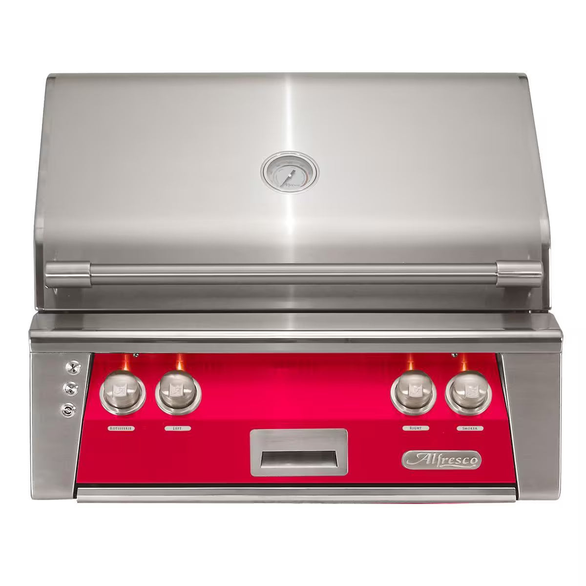Alfresco 30" Luxury Grill with a Raspberry Red Front on a white background