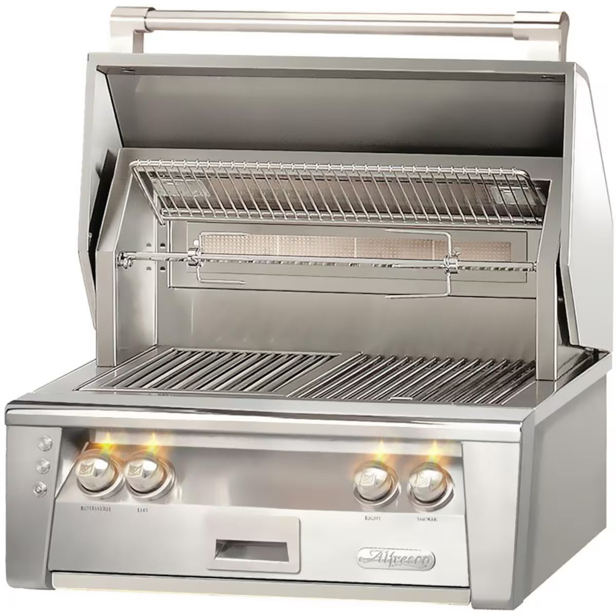 Alfresco 30" Luxury Grill with a Stainless Steel Front on a white background