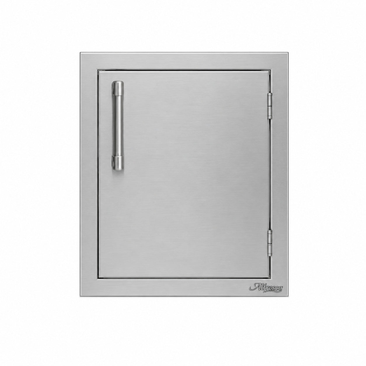 Alfresco 17" Single Access Door in Stainless Steel color on a white background
