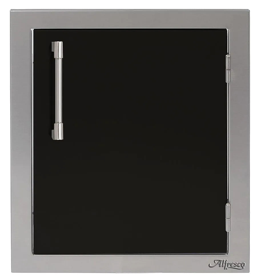 Alfresco 17" Single Access Door in Jet Black on a white background