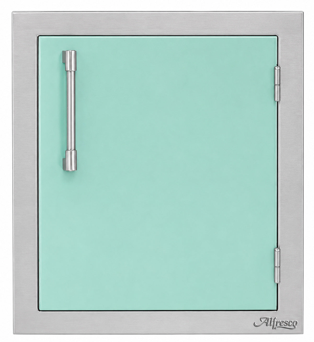 Alfresco 17" Single Access Door in Light Green on a white background