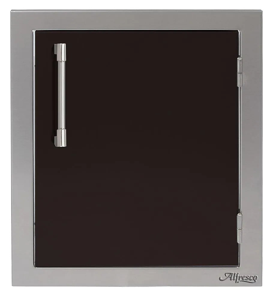 Alfresco 17" Single Access Door in Matte Jet Black on a white background