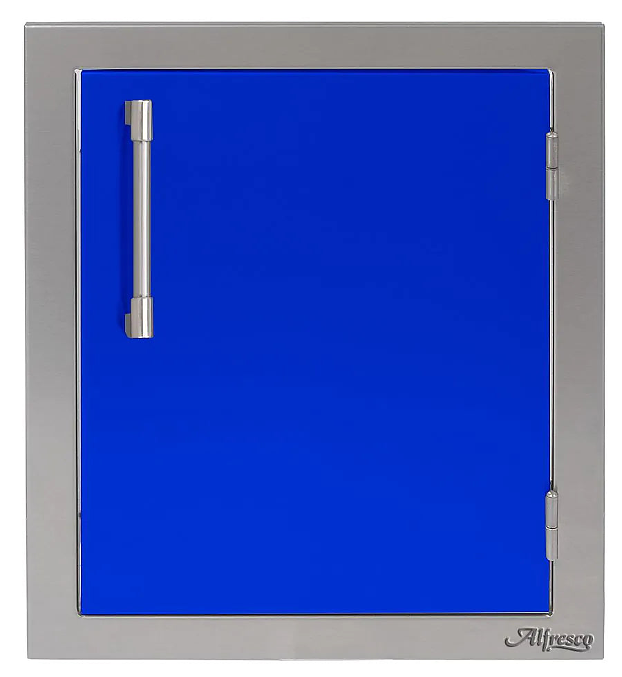 Alfresco 17" Single Access Door in Ultramarine Blue on a white background