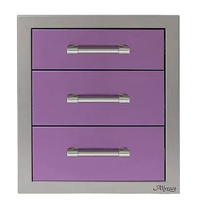 Alfresco 17" Three-Tier Storage Drawers in Blue Lilac on a white background