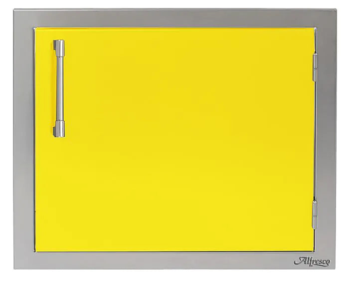 Alfresco 23" Single Access Door in Traffic Yellow on a white background