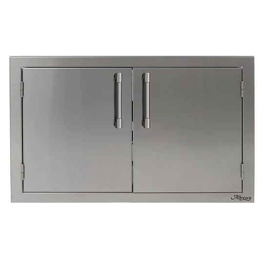 Alfresco 30" Double Access Door in Stainless Steel Color on a white background
