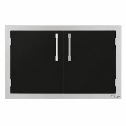 Alfresco Double Access Doors in Jet Black on a white background