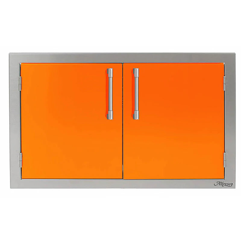 Alfresco Double Access Doors in Luminous Orange on a white background