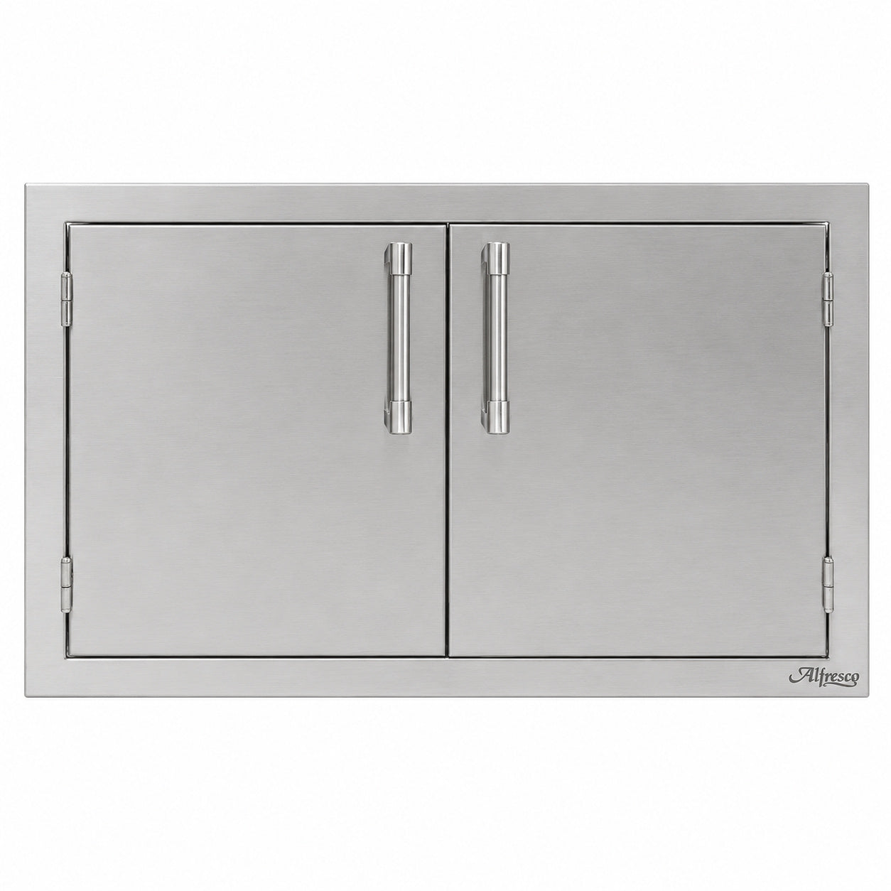 Alfresco Double Access Doors in Signal Grey on a white background