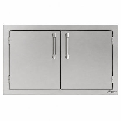 Alfresco Double Access Doors in Signal Grey on a white background