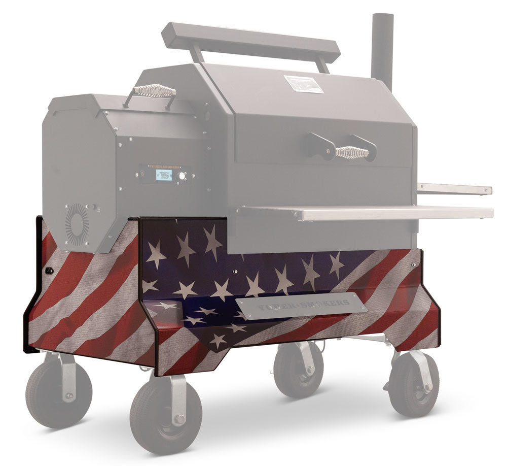 Grill with American flag design on a white background