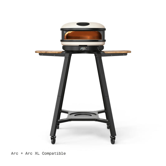 Portable pizza oven on a stand with 'Arc' branding on a white background