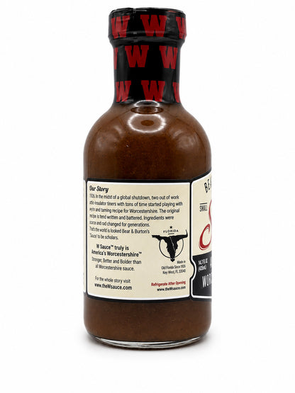 Bear & Burton's W Sauce Story Label on a white background