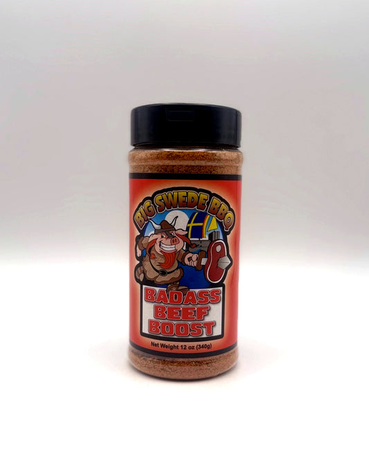 Bottle of Big Swede BBQ Badass Beef Boost with a white background