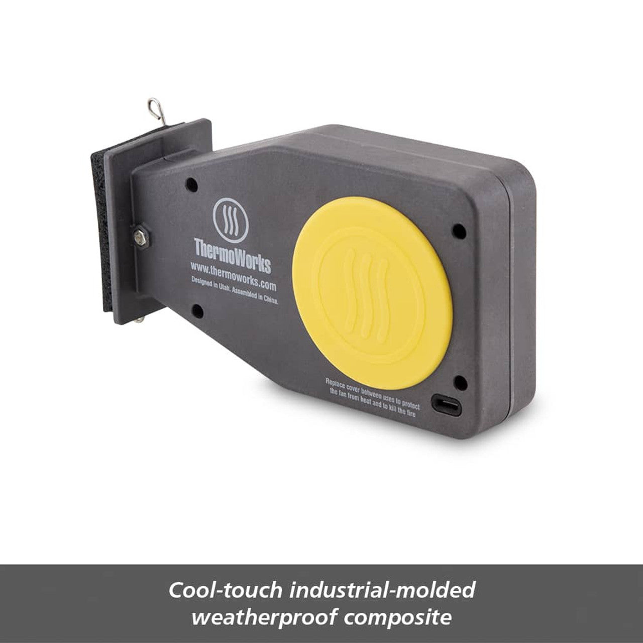 Gray and yellow industrial component with Thermoworks branding on a white background