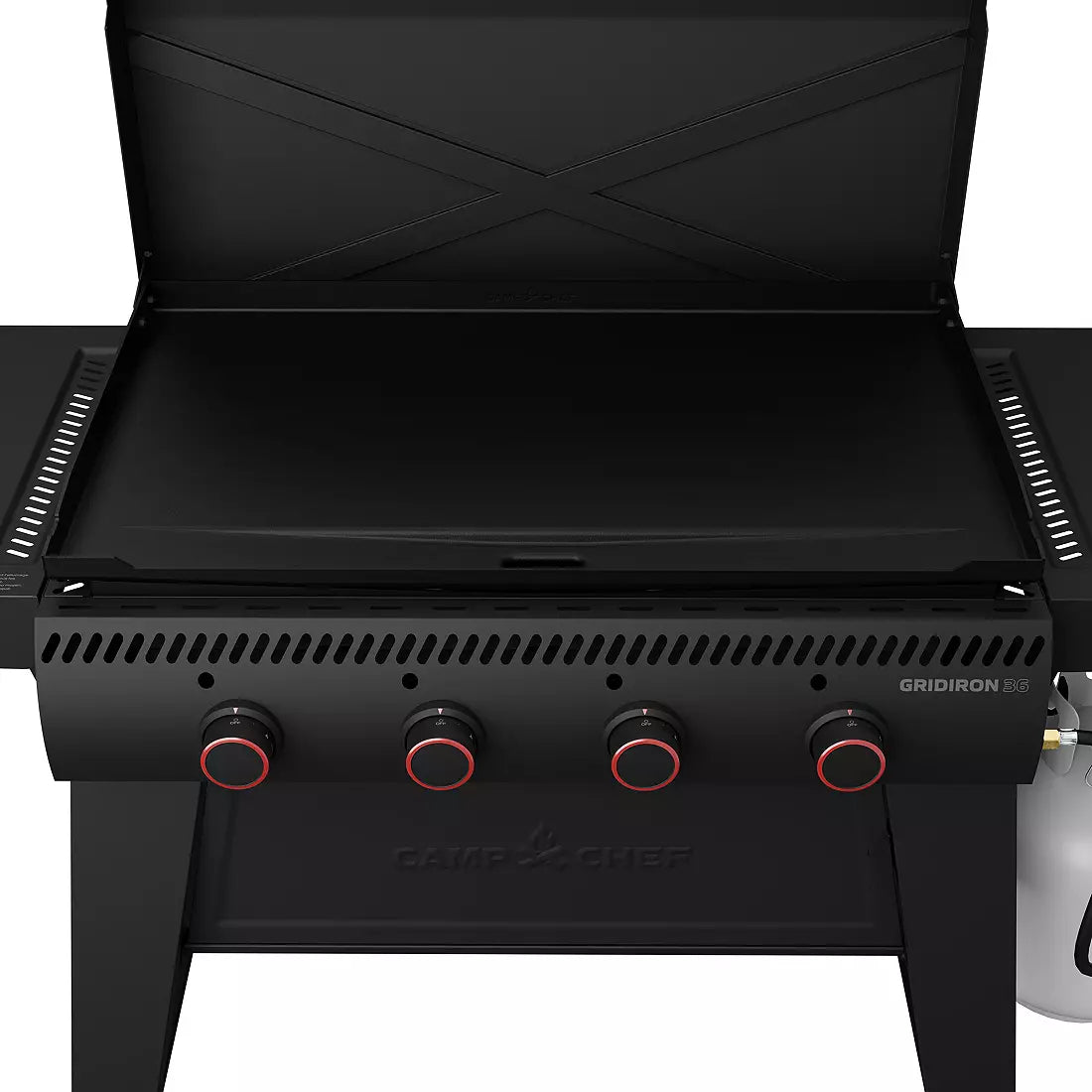 Camp Chef Gridiron 36" with lid open on a white background
