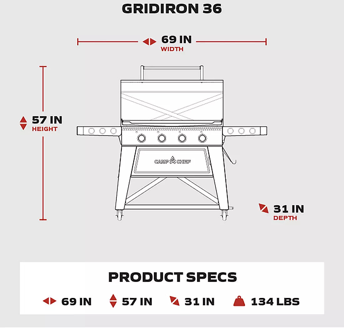 Camp Chef Gridiron 36" product specs
