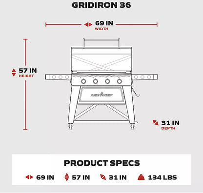 Camp Chef Gridiron 36" product specs