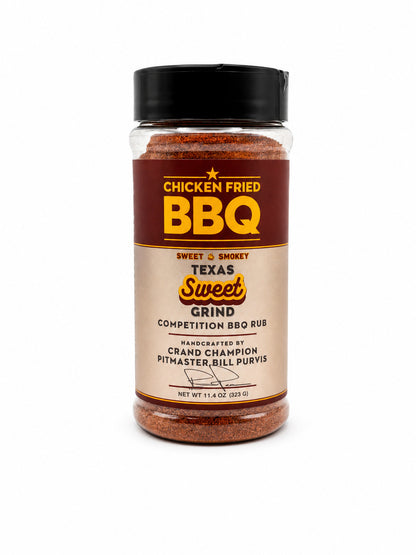Chicken Fried BBQ Texas Sweet Grind bottle on a white background