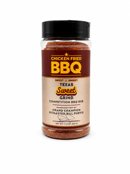 Chicken Fried BBQ Texas Sweet Grind bottle on a white background
