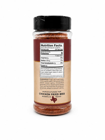 Spice jar with nutrition facts label on a white background