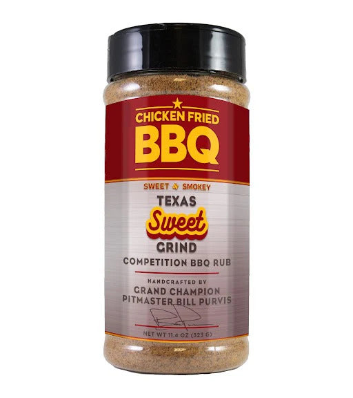 Jar of Chicken Fried BBQ Texas Sweet Grind on a white background
