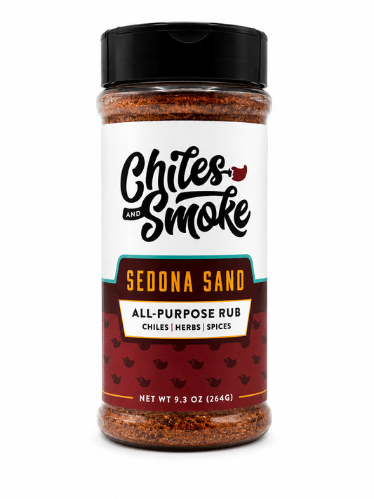 Chiles and Smoke Sedona Sand Bottle and Label on a white background
