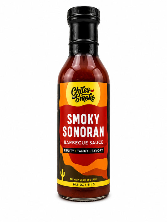 Chiles and Smoke Smoky Sonoran BBQ Sauce bottle on a white background