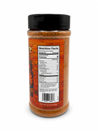 Cookout Dust bottle showing the ingredients label on a white background