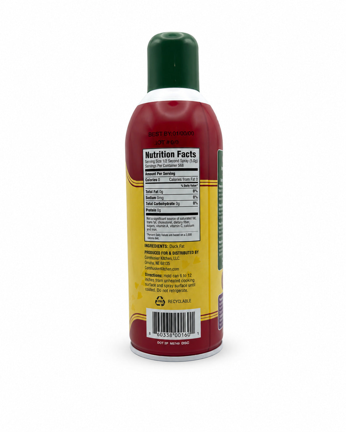 Cornhusket Ktichen Gourmet Duck Fat Spray Ingredient label on a white background