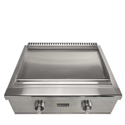 Top view of Coyote 30" Built In Flat Top Griddle on a white background