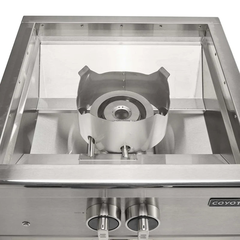 Coyote Power Burner burner configuration without the grates on a white background