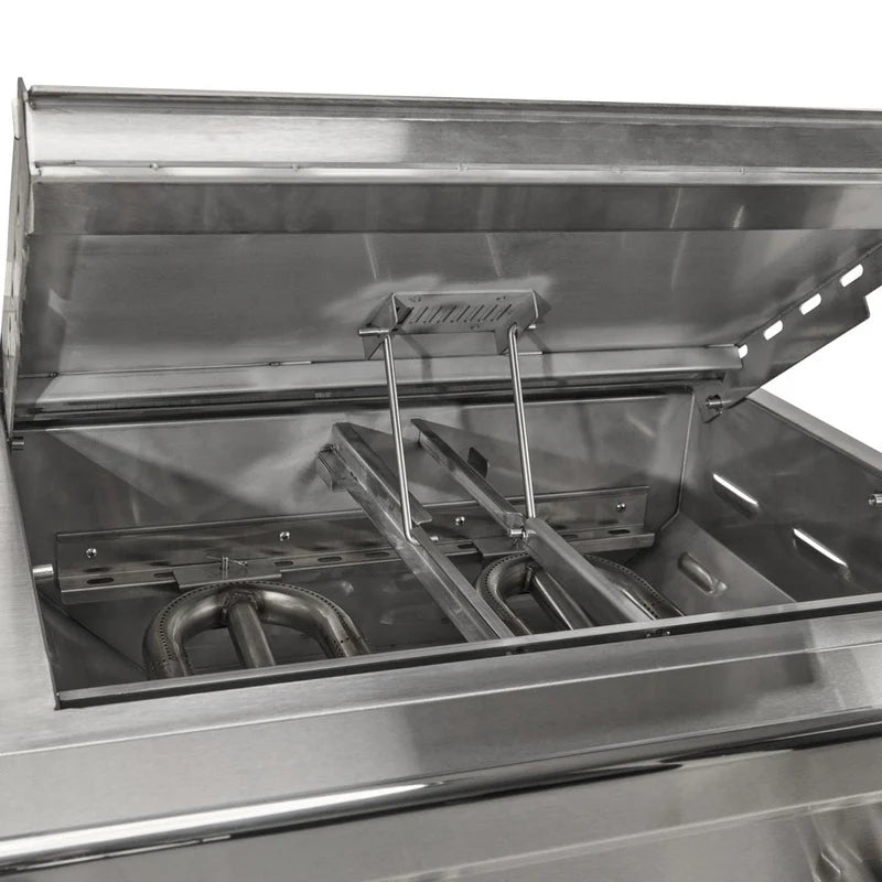 Close up of Coyote 50-in Built-In Propane Grill / Flat Top Combo