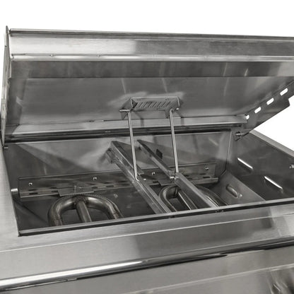 Close up of Coyote 50-in Built-In Propane Grill / Flat Top Combo